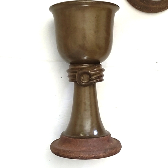 VINTAGE ARTISAN SET OF FIVE POTTERY STONEWARE (WINE) GOBLETS - Picture 5 of 16